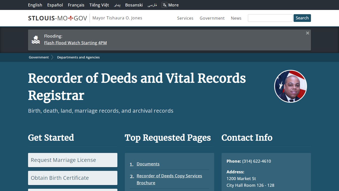 Recorder of Deeds and Vital Records Registrar - St. Louis